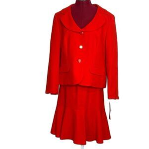 NWT Le Suit Skirt Suit Women's Size 18 Red 2-Piece Set Blazer & Skirt